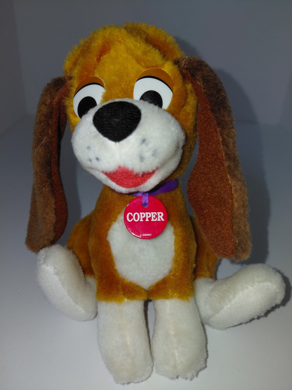 Disney Copper Plush Puppy Toy - Brown, White, Red, Purple